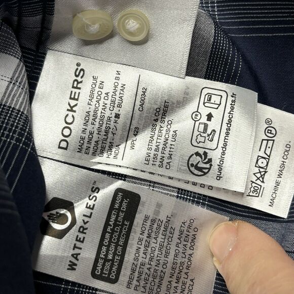Dockers Shirt Mens LT Signature Comfort Flex‎ Blue Plaid S/S Button Down New $50 - Picture 11 of 13
